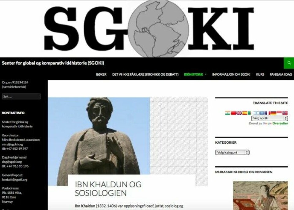 Foreløpig er det tynt med lesestoff på sgoki.org, men Dag Herbjørnsrud har store ambisjoner for Senter for global og komparativ idéhistorie.