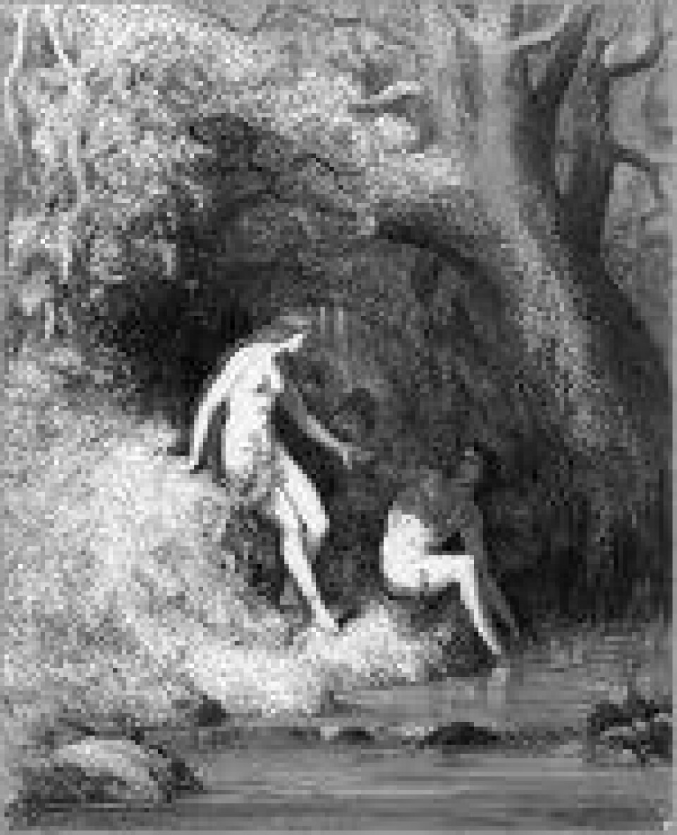 Før fornuften: Adam og Eva i Paradise Lost fremstilt av Gustave Doré, 1866. (Kilde: Wikimedia commons) Før fornuften: Adam og Eva i Paradise Lost fremstilt av Gustave Doré, 1866. (Kilde: Wikimedia commons)