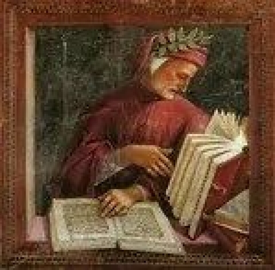 Dante Alighieri (1265–1321) er blant de sentrale navnene i Giuseppe Mazzottas forfatterskap. (Kilde: Wikimedia Commons) Dante Alighieri (1265–1321) er blant de sentrale navnene i Giuseppe Mazzottas forfatterskap. (Kilde: Wikimedia Commons)
