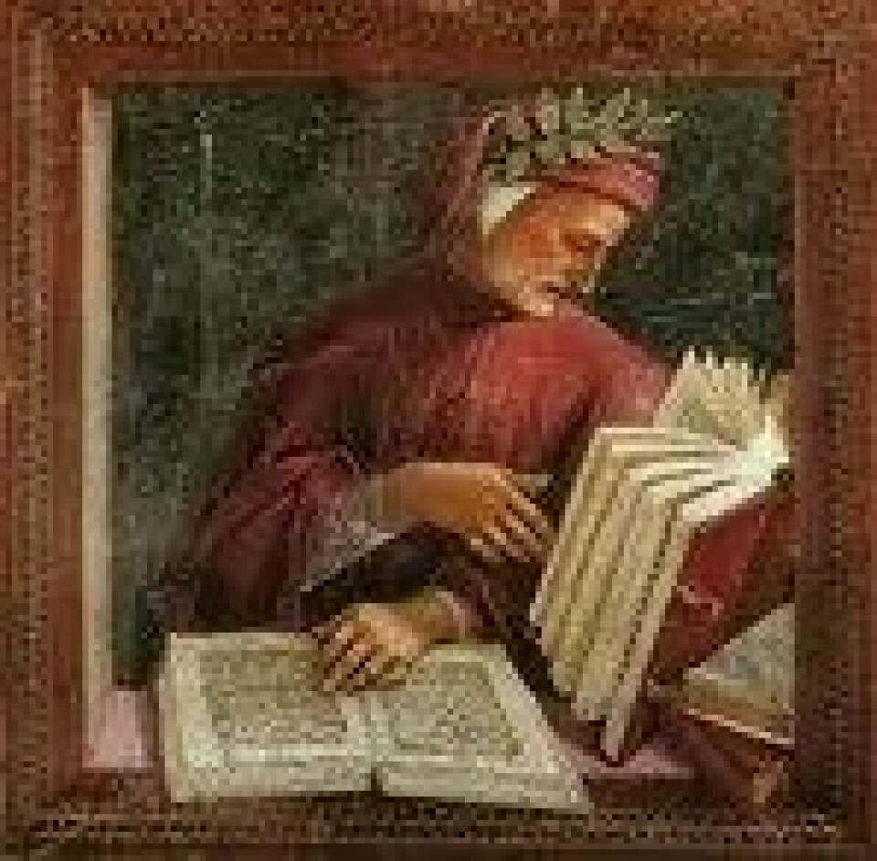 Dante Alighieri (1265–1321) er blant de sentrale navnene i Giuseppe Mazzottas forfatterskap. (Kilde: Wikimedia Commons)
