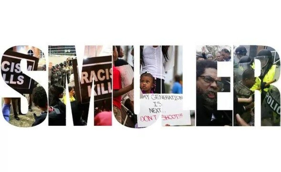 Demonstrasjoner i Ferguson, USA, i kjølvannet av det rasistisk motiverte politidrapet på tenåringen Michael Brown. Til høyre, aktivist og professor i filosofi og afro-amerikanske studier Cornel West, under en av de mer konfronterende demonstrasjonene i byen. Demonstrasjoner i Ferguson, USA, i kjølvannet av det rasistisk motiverte politidrapet på tenåringen Michael Brown. Til høyre, aktivist og professor i filosofi og afro-amerikanske studier Cornel West, under en av de mer konfronterende demonstrasjonene i byen.