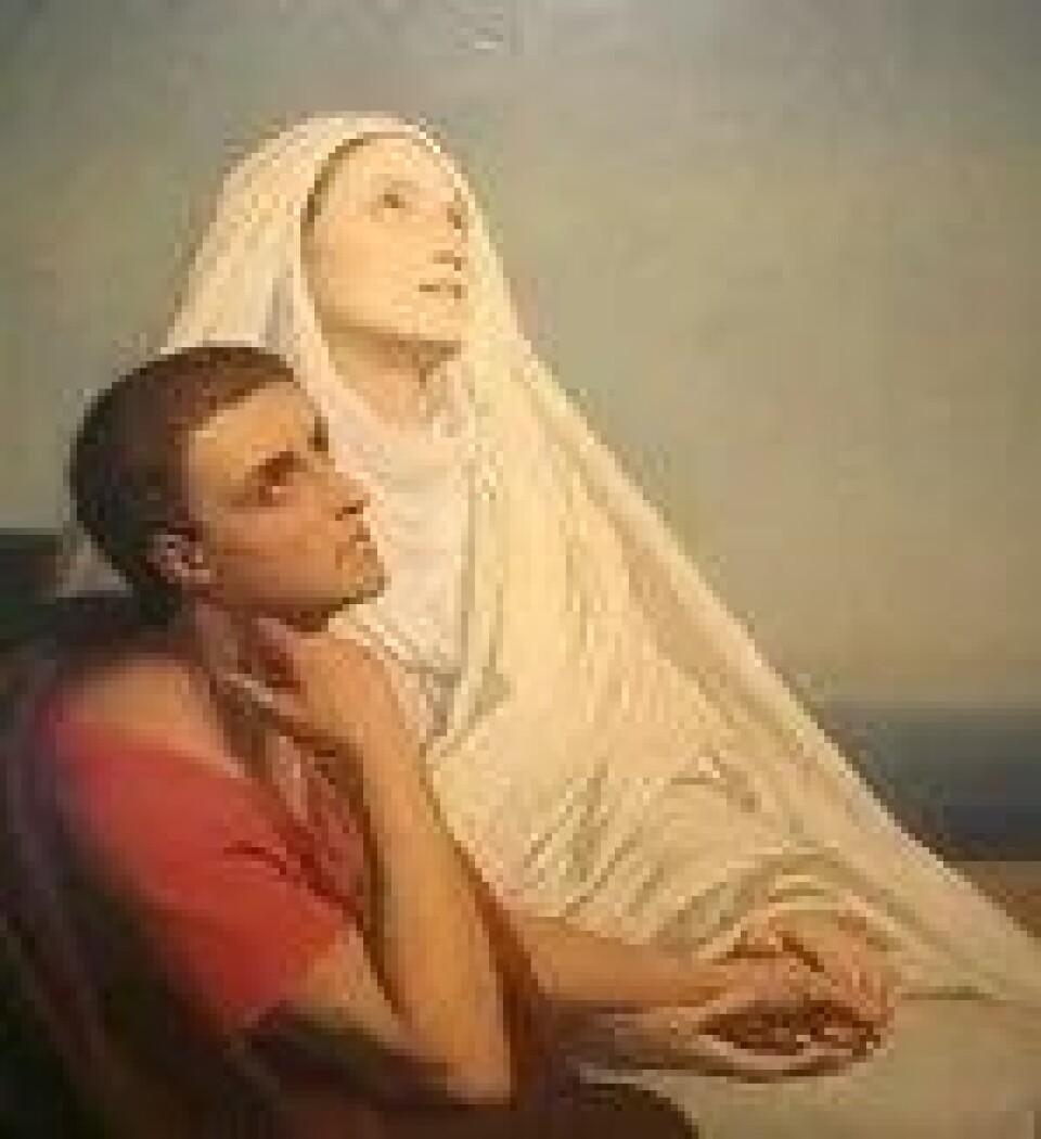 Augustin (354–430) og moren Monica. Maleri av Ary Scheffer, 1846. (Kilde: Wikimedia commons)