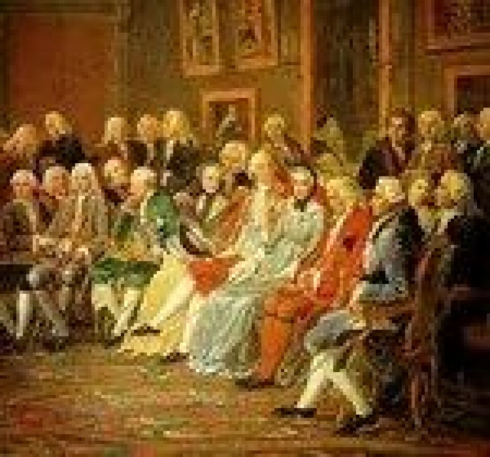 Salongene var en arena hvor også kvinner kunne hevde seg. Her fra Madame Geoffrins salong, fremstilt av den franske historiemaleren Anicet Charles Gabriel Lemonnier (1812) (Kilde: Wikimedia commons) Salongene var en arena hvor også kvinner kunne hevde seg. Her fra Madame Geoffrins salong, fremstilt av den franske historiemaleren Anicet Charles Gabriel Lemonnier (1812) (Kilde: Wikimedia commons)