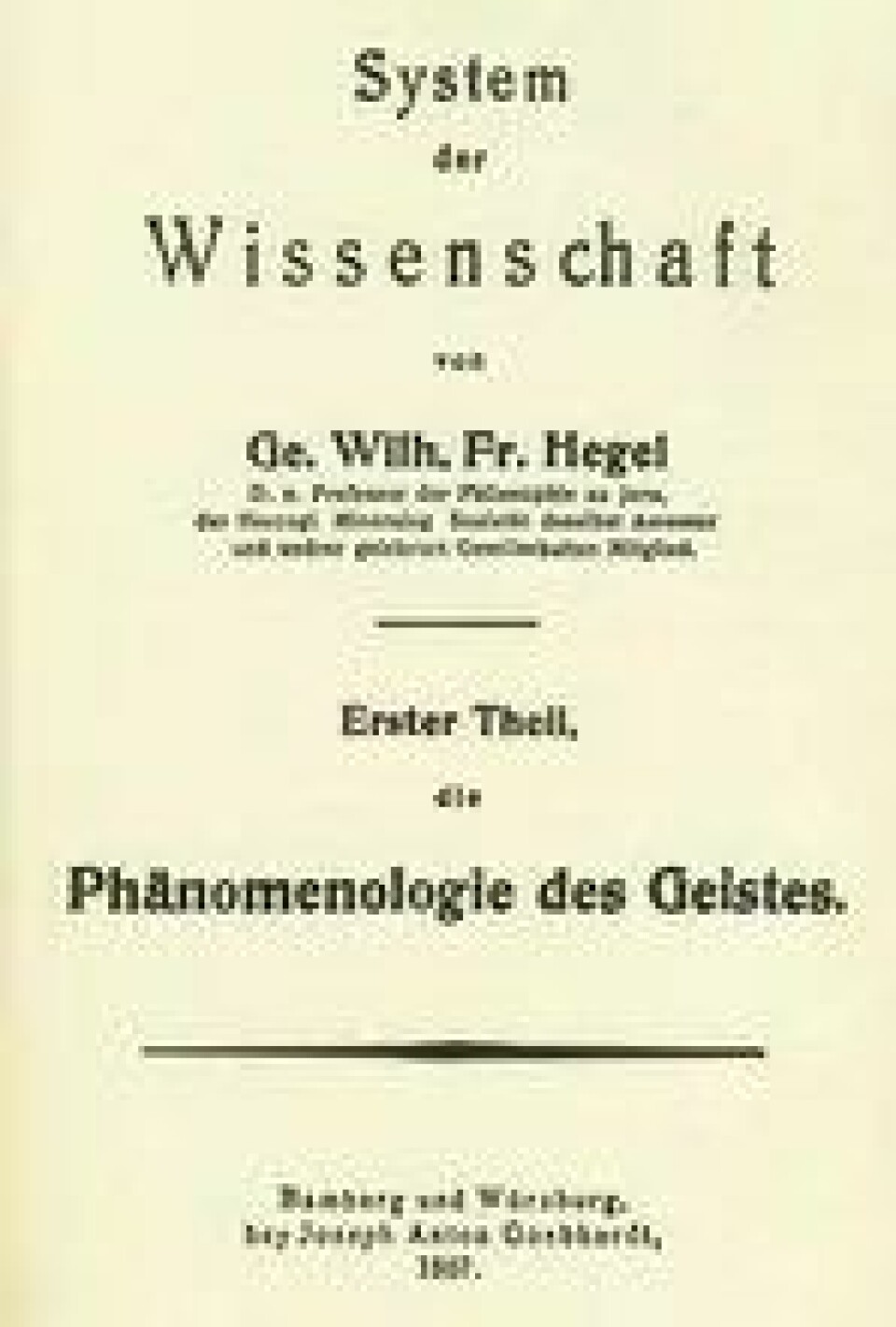Åndens fenomenologi kom ut i 1807. Her en faksimile av tittelbladet. (Kilde: Wikimedia commons)