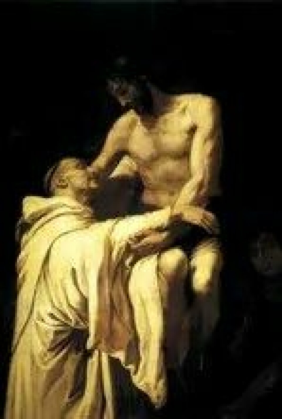 Omfavnelsen mellom Kristus og Bernard. Bildet får frem det sensuelle i gudsforholdet slik Bernard fremstiller det i prekenene over Høysangen. Maleri, Francisco Ribalta (1628). (Kilde: Wikimedia commons)
