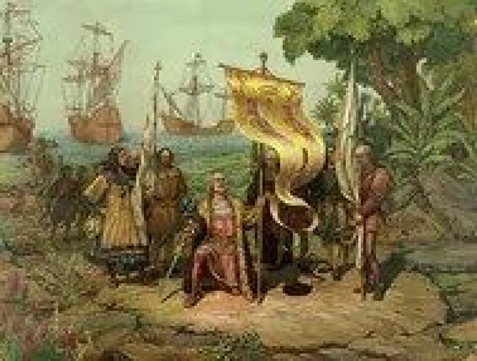 Columbus på utopisk grunn – ankomst America. (Kilde: Wikimedia commons)