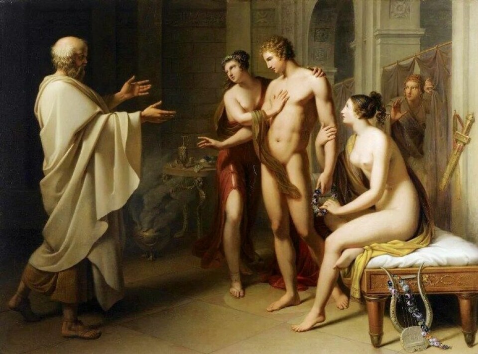 Socrates reproaching Alcibiades av Anton Petter. (Kilde: Wikimedia commons)