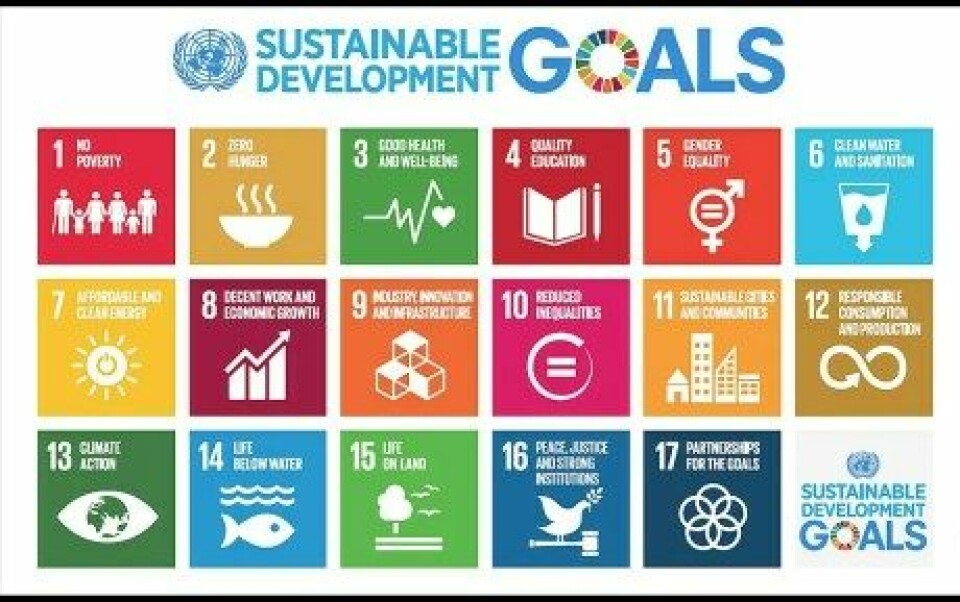 De 17 hållbarhetsmålen. (Bild: Wikimedia commons.)
