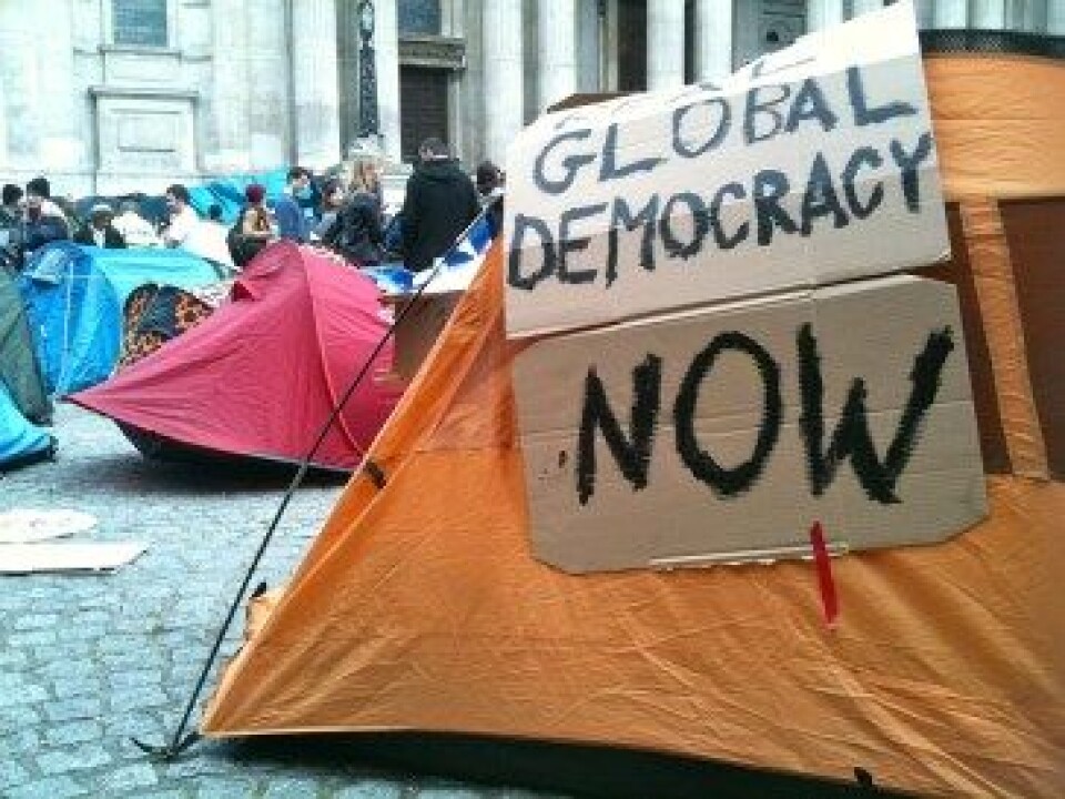 «Occupy London», 2011. Är global demokrati vägen att gå? (Foto: Flickr.) «Occupy London», 2011. Är global demokrati vägen att gå? (Foto: Flickr.)