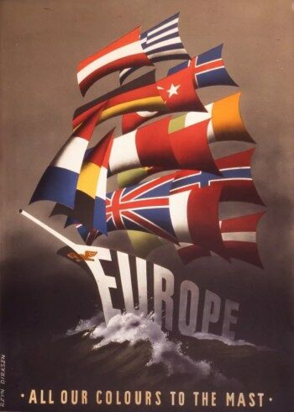 I etterkrigstida brukte USA marshallhjelpa som eit ledd i den ideologiske kampen mot Sovjetunionen. Illustrasjonen er ein amerikansk plakat frå 1950. (Kjelde: Wikimedia Commons) I etterkrigstida brukte USA marshallhjelpa som eit ledd i den ideologiske kampen mot Sovjetunionen. Illustrasjonen er ein amerikansk plakat frå 1950. (Kjelde: Wikimedia Commons)