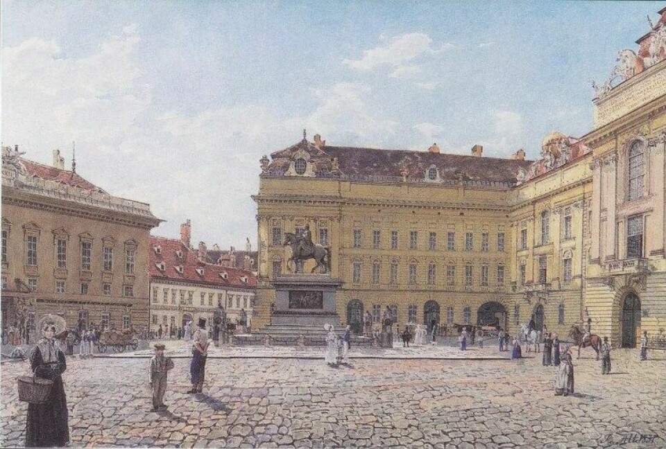 Josefsplatz i Wien, målade av Rudolf von Alt 1831. (Källa: Wikimedia Commons)