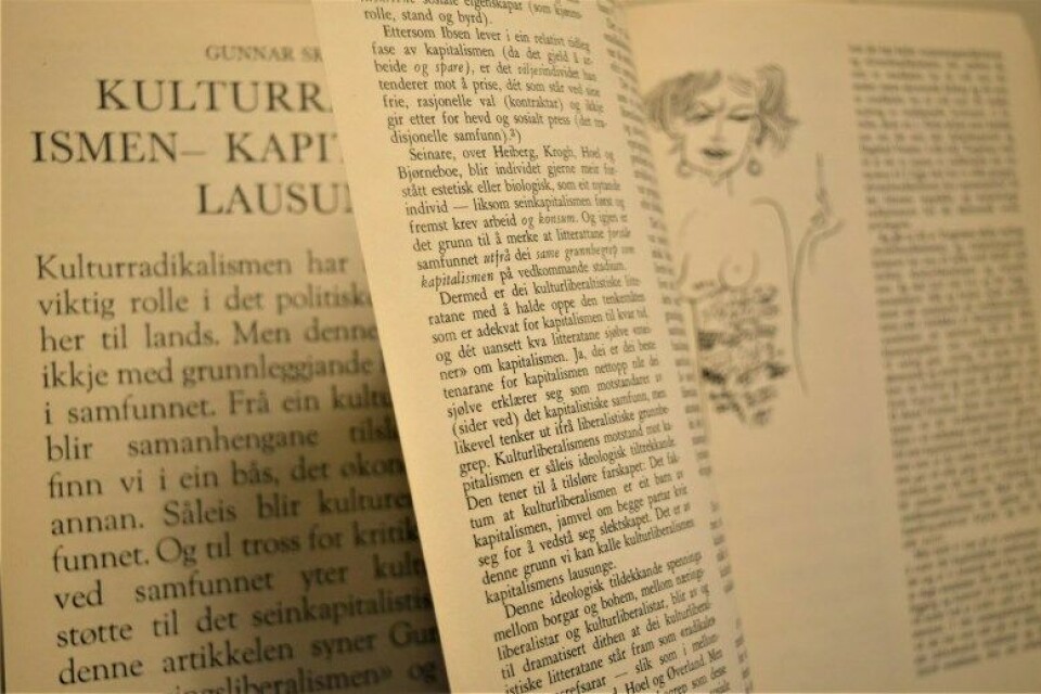 «Kulturradikalismen – kapitalismens lausunge», Gunnar Skirbekks artikkel fra Kontrast 19, nr. 2 1970. (Foto: Per Anders Aas).