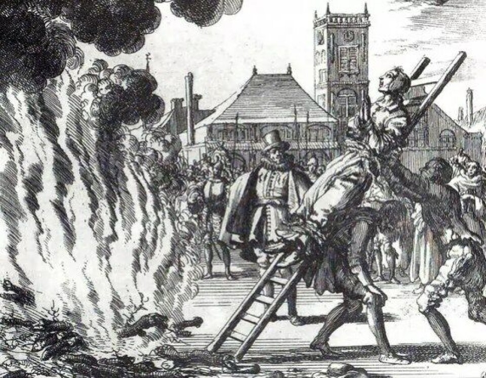 Den nederlandske anabaptisten Anneken Hendriks brennes for kjetteri i Amsterdam i 1571. (Kilde. Wikimedia commons)
Under forfølgelsene ble enkelte religiøse grupperinger tvunget til å møtes etter mørkets frembrudd. Utforskningen av natten kunne begynne. Anabaptistene søkte etterhvert en skrifttro bekreftelse på deres plass bokstavelig talt i mørket og utenfor fyrstenes trosfellesskap. Andre kunne nå anse de mørke timene som en tid tilegnet det private og fredfulle møtet med det guddommelige – som en vei til Gud. Den nederlandske anabaptisten Anneken Hendriks brennes for kjetteri i Amsterdam i 1571. (Kilde. Wikimedia commons)
Under forfølgelsene ble enkelte religiøse grupperinger tvunget til å møtes etter mørkets frembrudd. Utforskningen av natten kunne begynne. Anabaptistene søkte etterhvert en skrifttro bekreftelse på deres plass bokstavelig talt i mørket og utenfor fyrstenes trosfellesskap. Andre kunne nå anse de mørke timene som en tid tilegnet det private og fredfulle møtet med det guddommelige – som en vei til Gud.