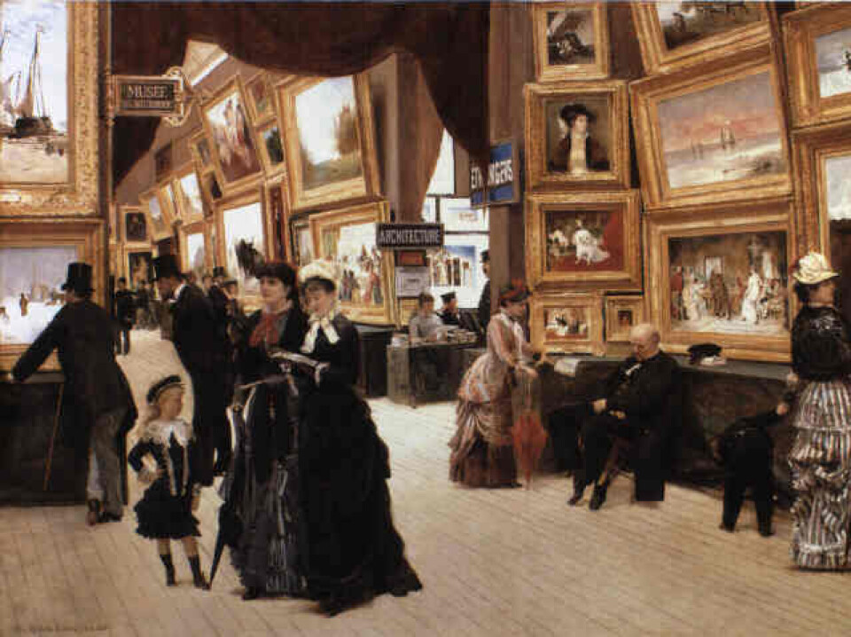 Et hjørne i en salong i 1880. Malt av Édouard Joseph Dantan (Kilde: Wikimedia Commons) Et hjørne i en salong i 1880. Malt av Édouard Joseph Dantan (Kilde: Wikimedia Commons)