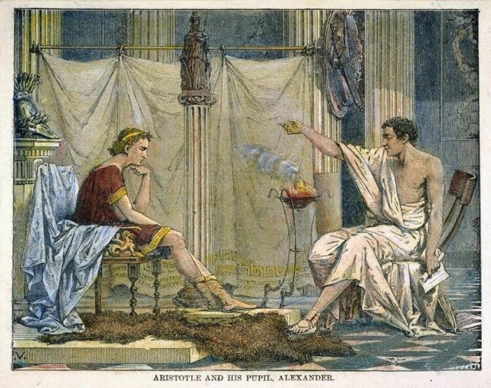 Aristoteles og hans elev Alexander. (Kilde: Wikimedia commons)