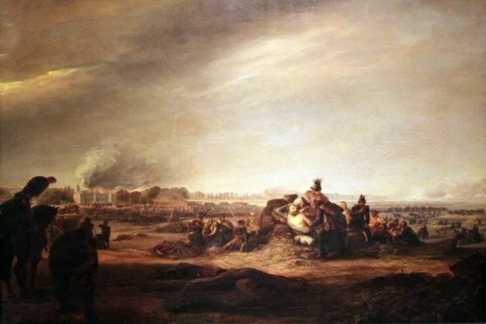 Schlacht bei Dresden av Julius Ferdinand Wilhelm Sattler (1796-1866). (Kilde: Wikimedia Commons)