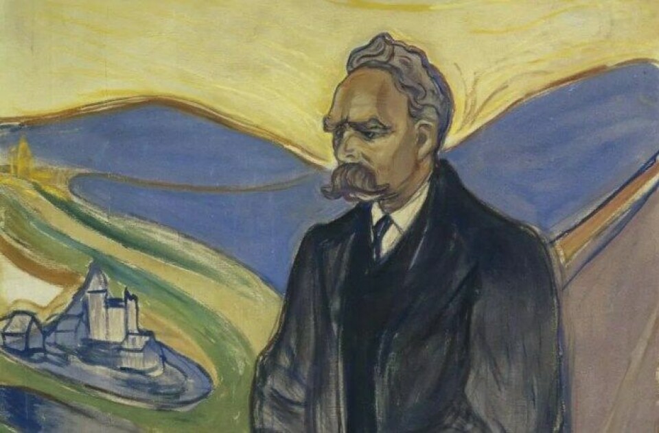 Friedrich Nietzsche portrettert av Edvard Munch i 1906. (Kilde: Wikimedia commons CC0 1.0)