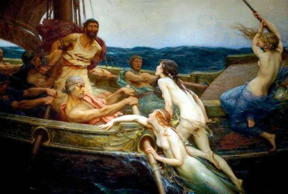 Jon Elster er kjent for å ha brukt historien om hvordan Odyssevs bandt seg til masten for ikke å la seg lokke av sirene, som et bilde på rasjonalitet. Illustrasjon: «Ulysses and the Sirens» av Herber James Draper (1863-1920). (Kilde: Wikimedia Commons)