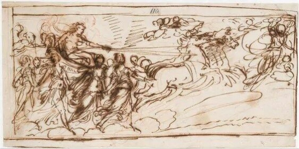 Apollons innflytelse blir dermed avgjørende for handlingsforløpet i Kong Oidipus, ifølge Lawrence. Her er guden avtegnet i en skisse av Guido Reni (1575-1642) (Kilde: Wikimedia Commons)