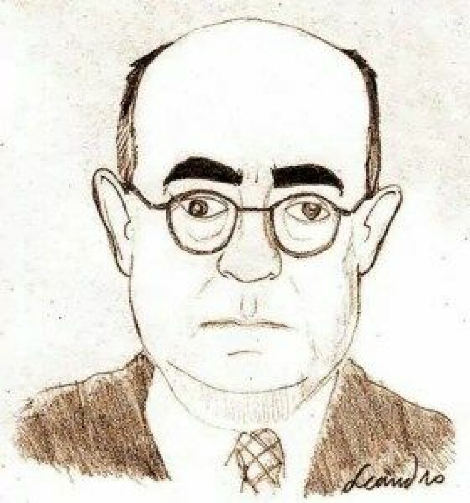 Tegning av Theodor W. Adorno av Primitivojumento (Hentet fra: https://commons.wikimedia.org)