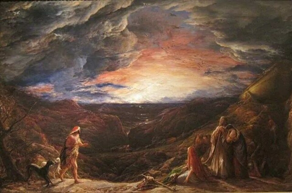 Günther Anders låner bibelhistorien om Noah for å vise hvordan fremtidstro gjør oss fremtidsblinde. Her illustrert ved oljemaleriet Noah: The Eve of the Deluge, av John Linnell, 1848 (Kilde: Wikimedia commons) Günther Anders låner bibelhistorien om Noah for å vise hvordan fremtidstro gjør oss fremtidsblinde. Her illustrert ved oljemaleriet Noah: The Eve of the Deluge, av John Linnell, 1848 (Kilde: Wikimedia commons)