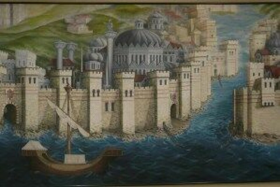 Bysants’ bymurer. Veggmaleri fra 1500- eller 1600-tallet. (Kilde: Wikimedia Commons)
