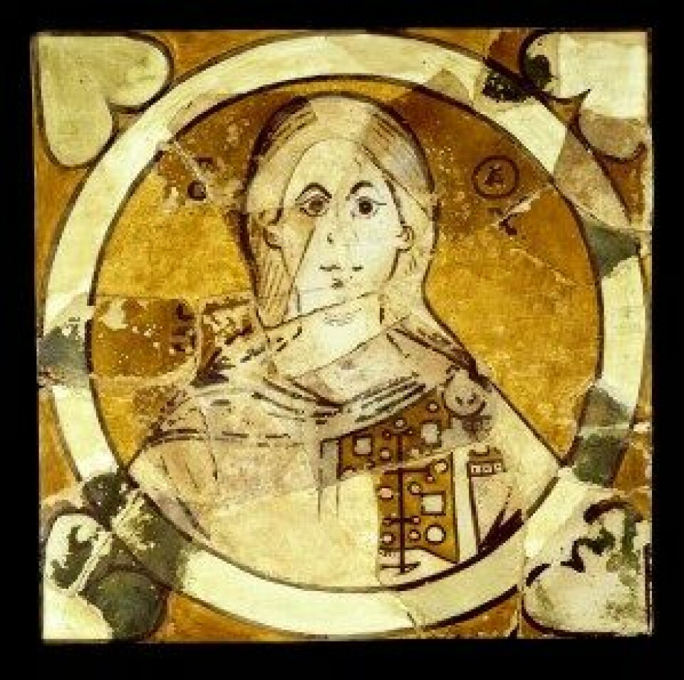 Sankt Kristoffer. Bysantinsk maleri fra 1100-tallet. (Kilde: Wikimedia Commons)