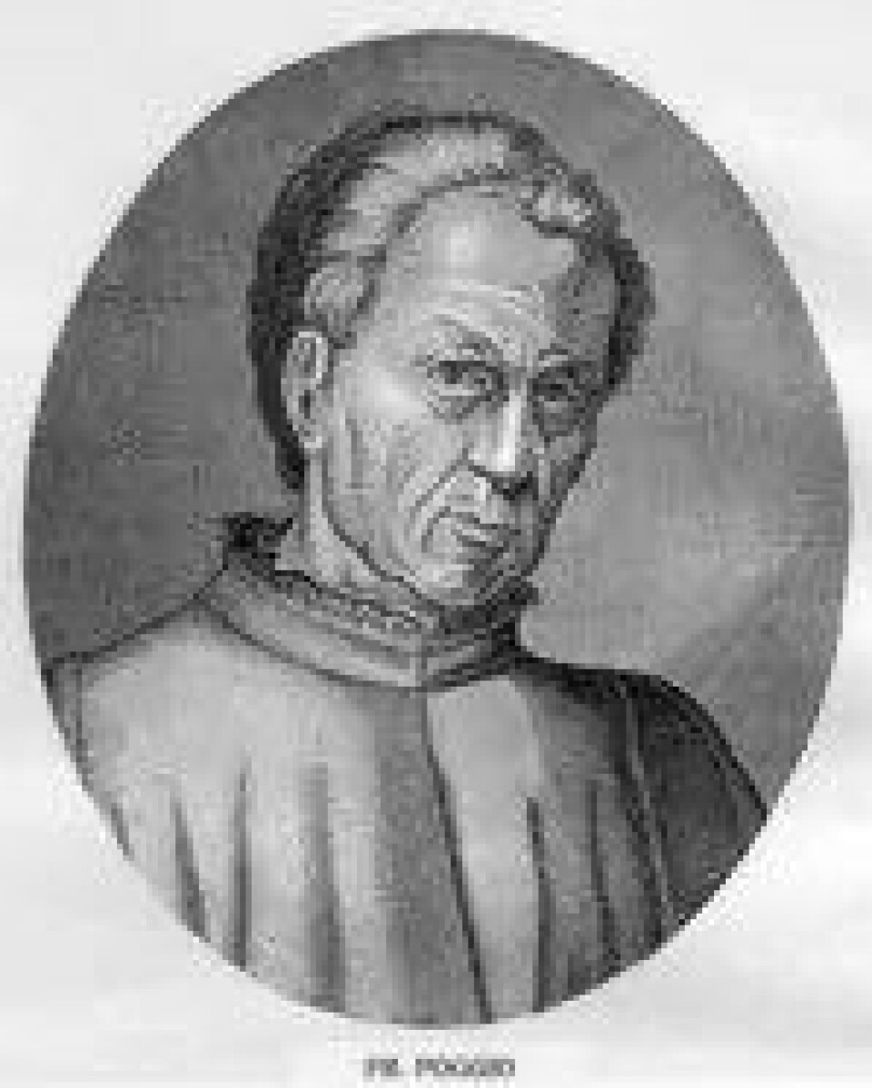 Da pave Johannes 23. ble fratatt tittelen og kastet i fengsel, satset scriptor Poggio Bracciolini på en mer eventyrlig karriere. (Kilde: Wikimedia Commons) Da pave Johannes 23. ble fratatt tittelen og kastet i fengsel, satset scriptor Poggio Bracciolini på en mer eventyrlig karriere. (Kilde: Wikimedia Commons)