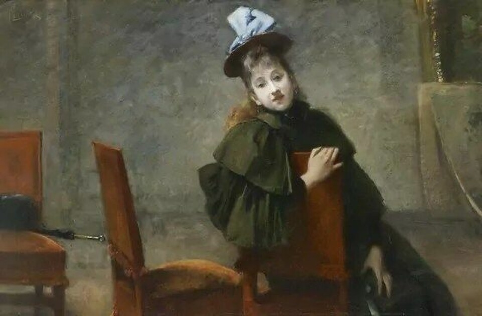 Blant klorosens karakteristiske symptomer var blekhet, tretthet, tristhet og avmagring. På venteværelset, malt av Bruno Piglhein i 1894. (Kilde: Wikimedia Commons)