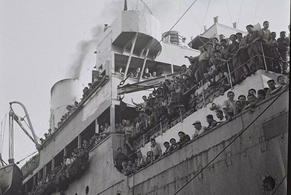 Det britiske skipet «Mataroa» fraktet over 1000 jødiske flyktninger fra Tyskland til Isreal. (Kilde: Wikimedia Commons) Det britiske skipet «Mataroa» fraktet over 1000 jødiske flyktninger fra Tyskland til Isreal. (Kilde: Wikimedia Commons)
