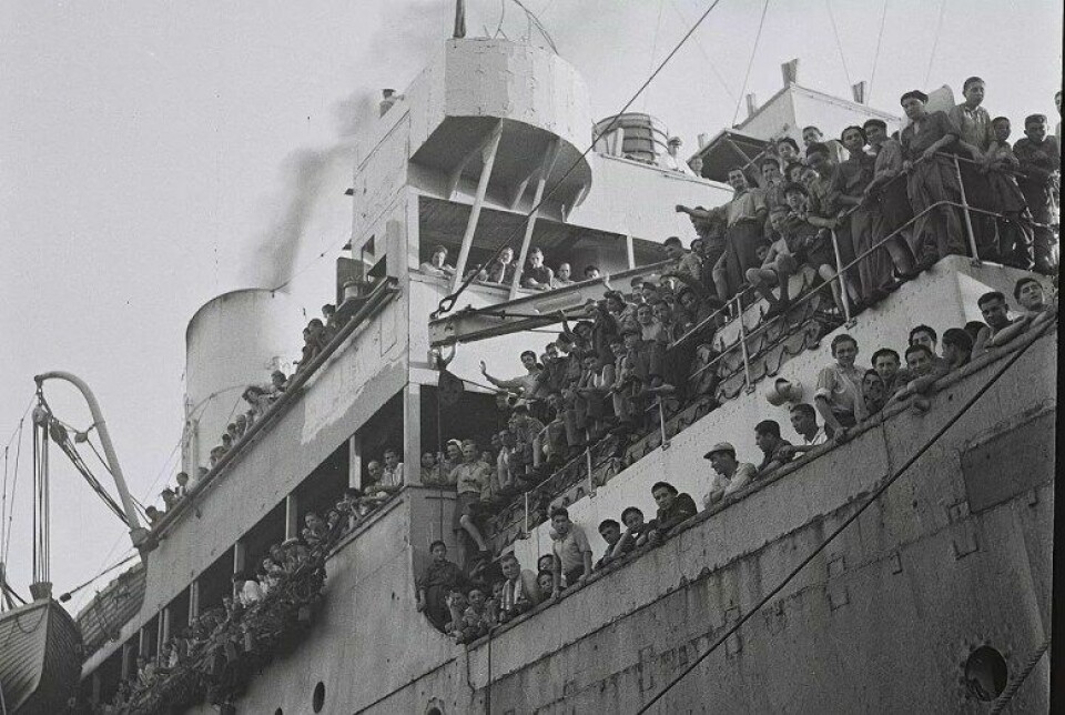 Det britiske skipet «Mataroa» fraktet over 1000 jødiske flyktninger fra Tyskland til Isreal. (Kilde: Wikimedia Commons)