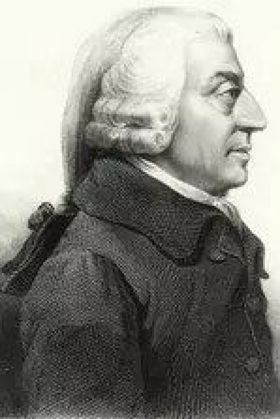 Adam Smith (1723–1790). Etsning basert på portrett fra 1787. (Kilde: Wikimedia commons.) Adam Smith (1723–1790). Etsning basert på portrett fra 1787. (Kilde: Wikimedia commons.)