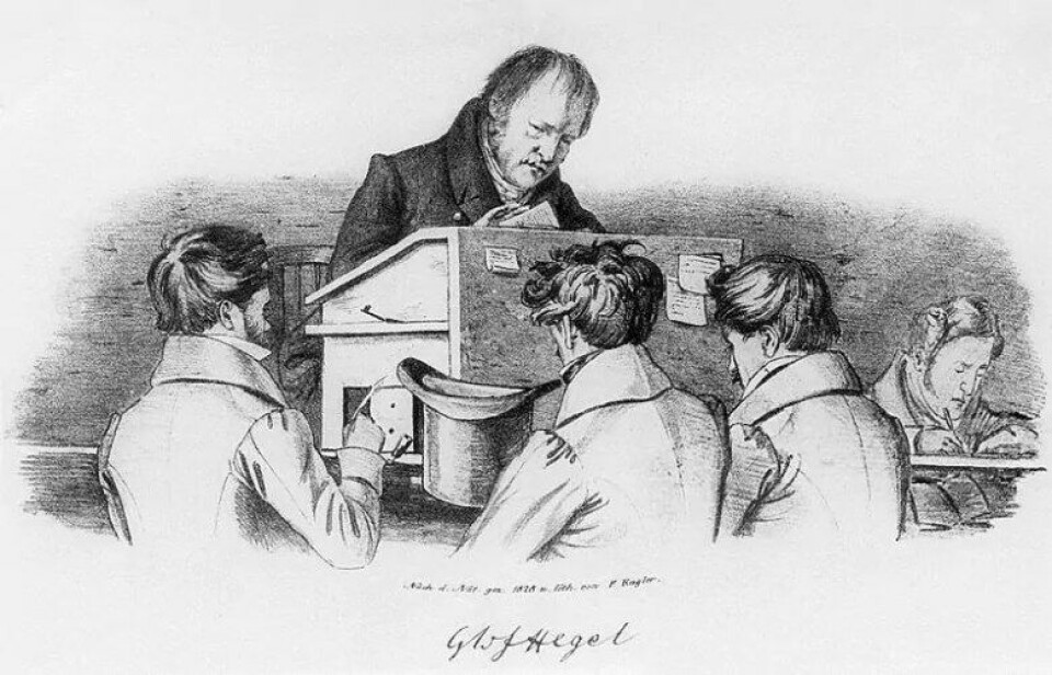 «Begrepet Bildung som Hegel anvender her, har opphav i den nyhumanistiske bevegelsens ideal om å utvikle mennesket til humanitet.» skriver Tomas Stølen i sin innledning til «Om skolens forhold til menneskets etiske danning». Illustrasjonen over viser Georg W. F. Hegel og noen av studentene hans. (Kilde: Wikimedia Commons) «Begrepet Bildung som Hegel anvender her, har opphav i den nyhumanistiske bevegelsens ideal om å utvikle mennesket til humanitet.» skriver Tomas Stølen i sin innledning til «Om skolens forhold til menneskets etiske danning». Illustrasjonen over viser Georg W. F. Hegel og noen av studentene hans. (Kilde: Wikimedia Commons)