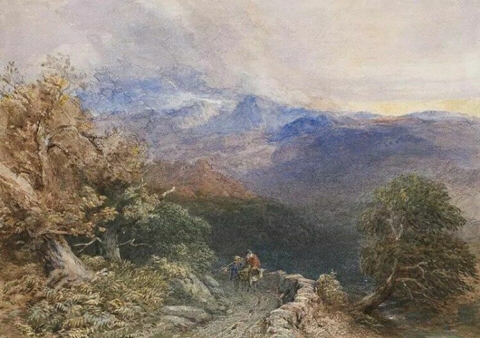 Travellers on a Highland Road av David Cox (1809–1885) (Kilde: Wikimedia commons)