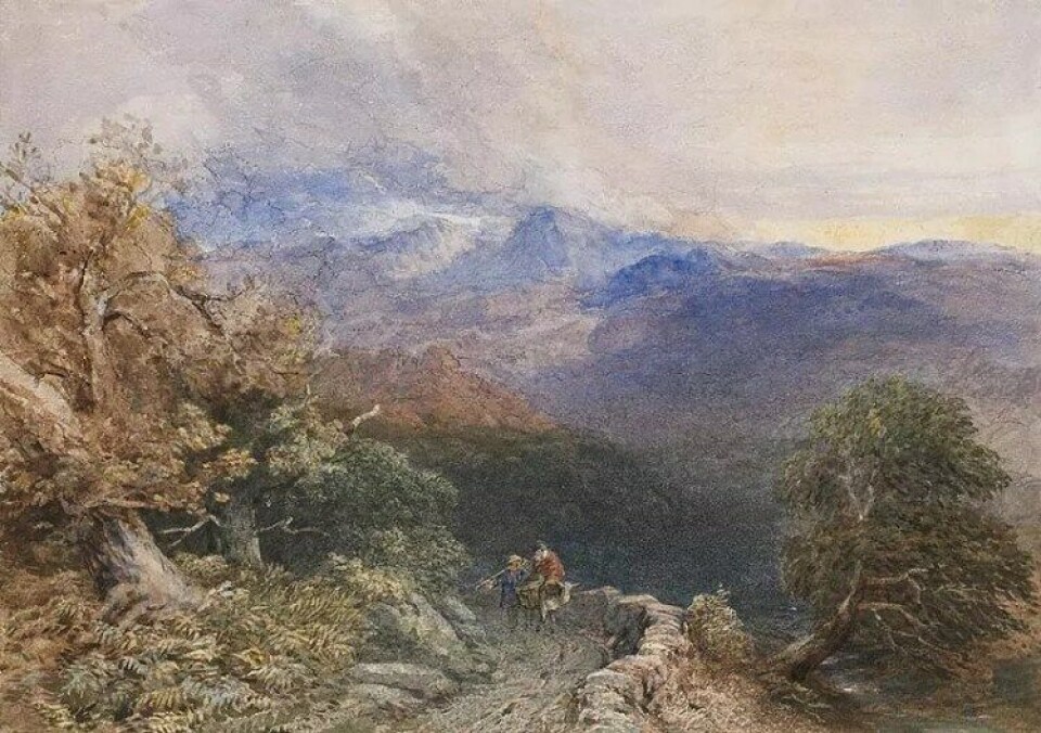 Travellers on a Highland Road av David Cox (1809–1885) (Kilde: Wikimedia commons) Travellers on a Highland Road av David Cox (1809–1885) (Kilde: Wikimedia commons)