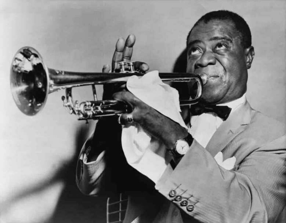Louis Armstrong var en känd utövare av New Orleans-jazz. (Lisens: Store norske leksikon/Public domain.)