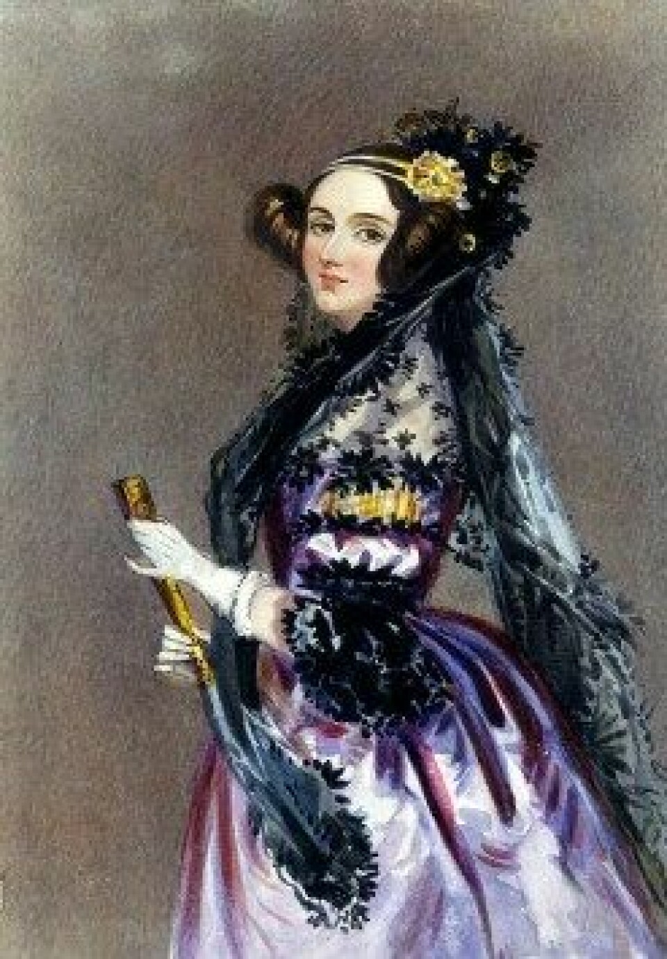 Ada Lovelace, portrett av Alfred Edward Chalon, 1838. Lady Lovelace regnes ofte som den første dataprogrammereren.
