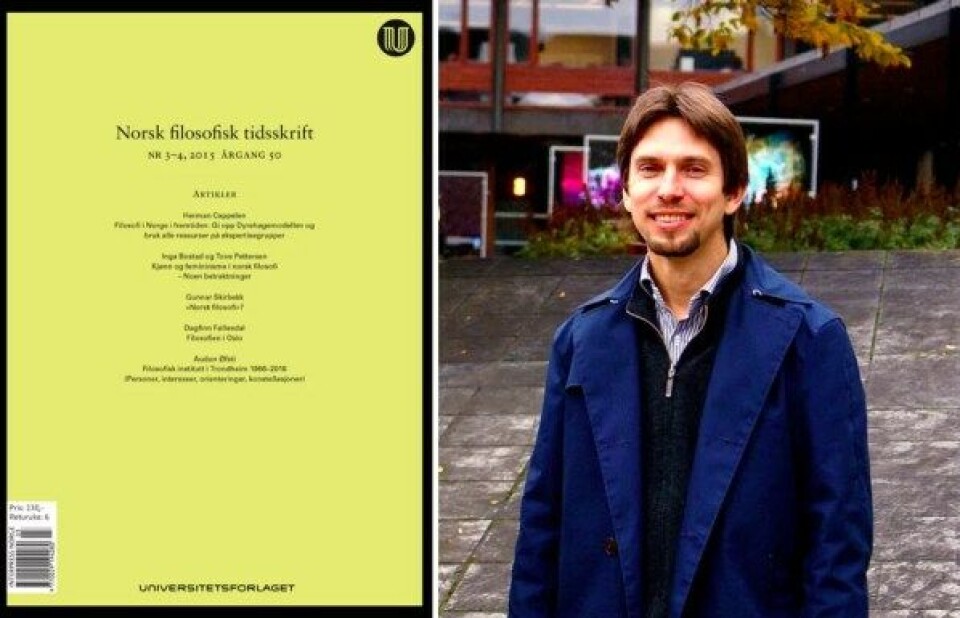Reidar Maliks er én av redaktørene for Norsk filosofisk tidsskrift. Jubileumsutgaven til venstre. (Arkivfoto: Espen Stabell) Reidar Maliks er én av redaktørene for Norsk filosofisk tidsskrift. Jubileumsutgaven til venstre. (Arkivfoto: Espen Stabell)