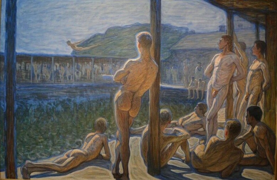 Den svenske maleren Eugéne Frederik Janssons Flottans Badhus fra 1907. (Kilde: Wikimedia Commons) Den svenske maleren Eugéne Frederik Janssons Flottans Badhus fra 1907. (Kilde: Wikimedia Commons)
