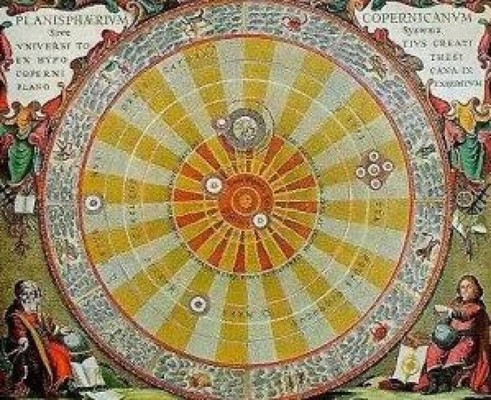 Nikolaus Kopernikus’ heliosentriske solsystem. (Kilde: Wikimedia Commons CC0 1.0) Nikolaus Kopernikus’ heliosentriske solsystem. (Kilde: Wikimedia Commons CC0 1.0)