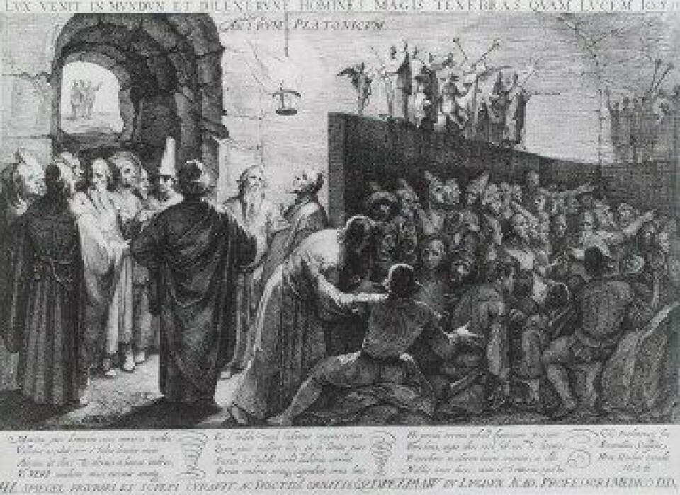 Platons hule. Av Jan Saenredam, 1604. (Kilde: Wikimedia Commons) Platons hule. Av Jan Saenredam, 1604. (Kilde: Wikimedia Commons)