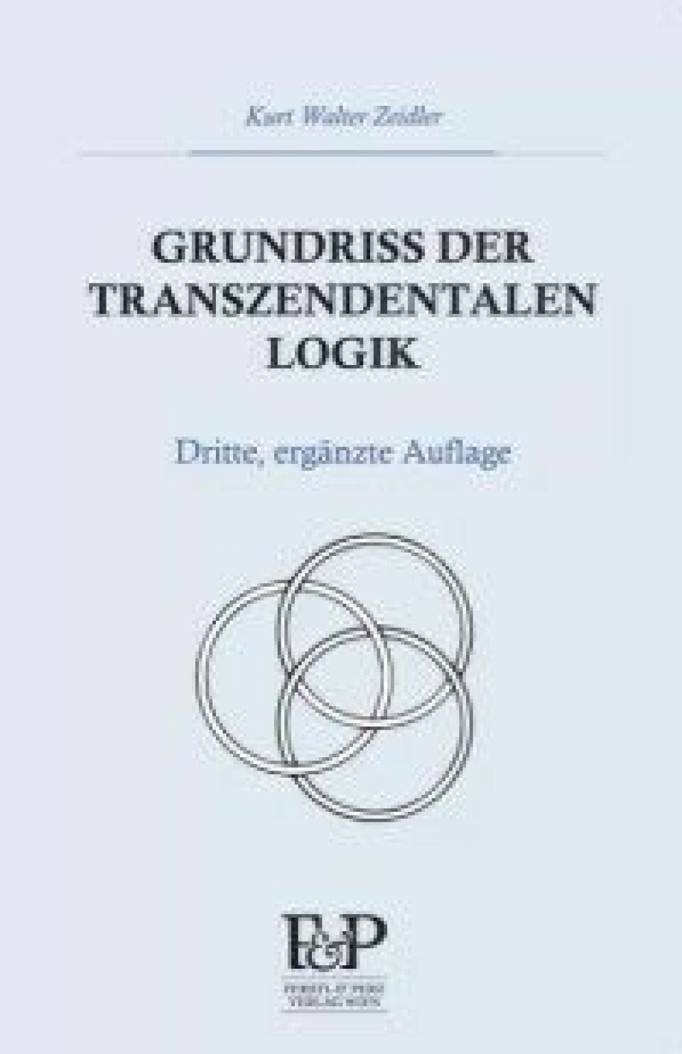 Grundriss der Transzendentalen Logik (3. utgave) av Kurt Walter Zeidler. Wien Ferstl & Perz, 2017.