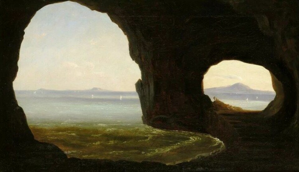Blick aus einer Grotte, av en anonym tysk kunstner, ca. 1830. (Kilde: Wikimedia commons)