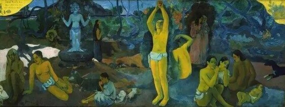 «D’où venons-nous? Que sommes-nous? Où allons-nous?» («Hvor kommer vi fra? Hva er vi? Hvor skal vi»). Malt av Paul Gauguin i 1897. (Kilde: Wikimedia commons)