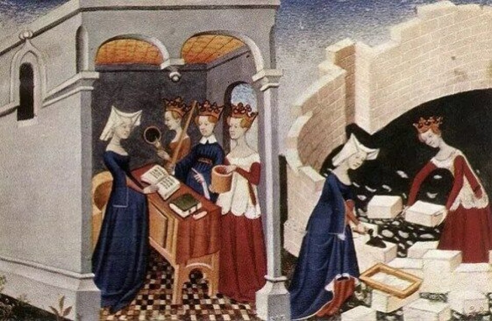 Illustrasjon hentet fra en 1400-talls utgave av Boken om damenes by Illustrasjon hentet fra en 1400-talls utgave av Boken om damenes by