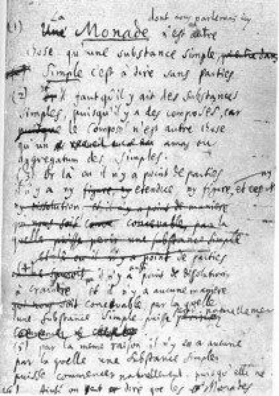 Manuskript av Monadologien, som utkom i 1714. (Kilde: Wikimedia commons) Manuskript av Monadologien, som utkom i 1714. (Kilde: Wikimedia commons)