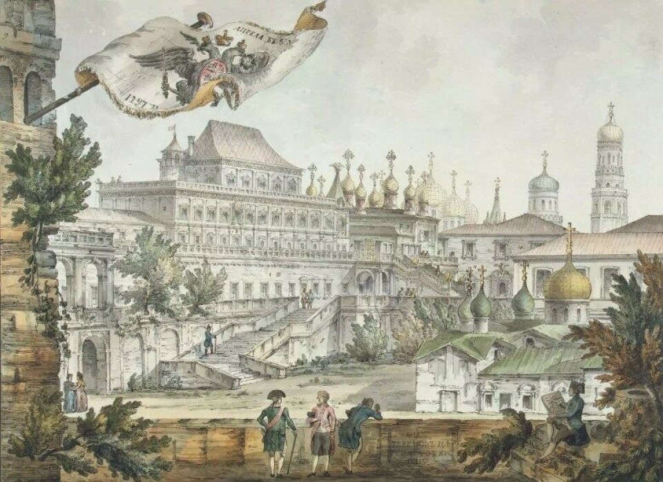 G. Quarenghi. «Views of Moscow and its Environs – Terem Palace in the Moscow Kremlin» (Kilde: Wikimedia commons) G. Quarenghi. «Views of Moscow and its Environs – Terem Palace in the Moscow Kremlin» (Kilde: Wikimedia commons)