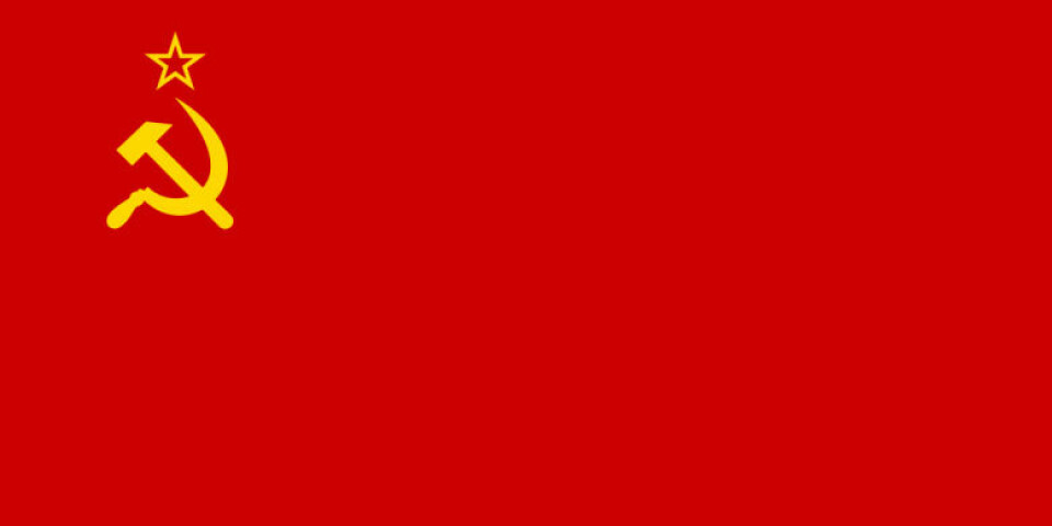 Sovjetunionens flagg. (Kilde: Wikimedia commons)
