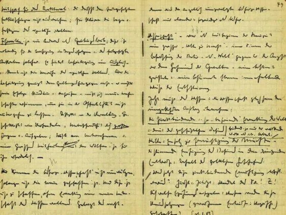 Eit utsnit frå eit av Heidegger sine såkalla «svarte hefte», som no kjem ut som del av hans «Gesamtausgabe».
2. Tilfellet Heidegger Eit utsnit frå eit av Heidegger sine såkalla «svarte hefte», som no kjem ut som del av hans «Gesamtausgabe».
2. Tilfellet Heidegger