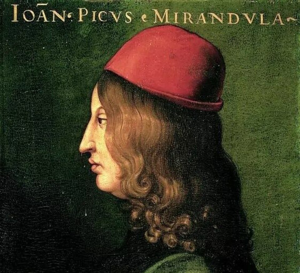 Pico della Mirandola, malt av Cristofano dell’Altissimo på midten av 1500-tallet. (Kilde: Wikimedia Commons CC0 1.0) Pico della Mirandola, malt av Cristofano dell’Altissimo på midten av 1500-tallet. (Kilde: Wikimedia Commons CC0 1.0)